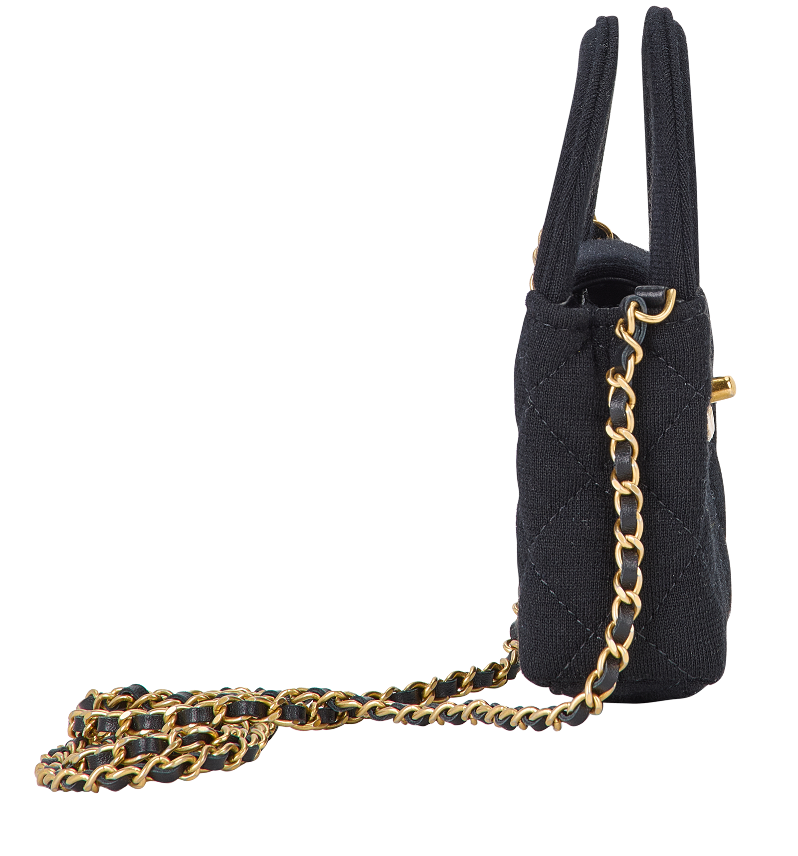 Nano Kelly Top Handle, &pound;2,350, Handbags, Black, Fabric, Side view